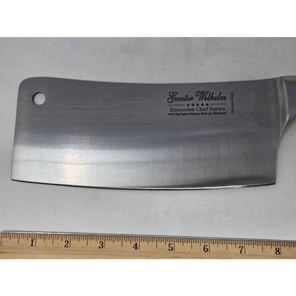 GUNTER WILHELM EXECUTIVE CHEF SERIES BUTCHERS CLEAVER 440C GERMAN STEEL 8" - Picture 4 of 6